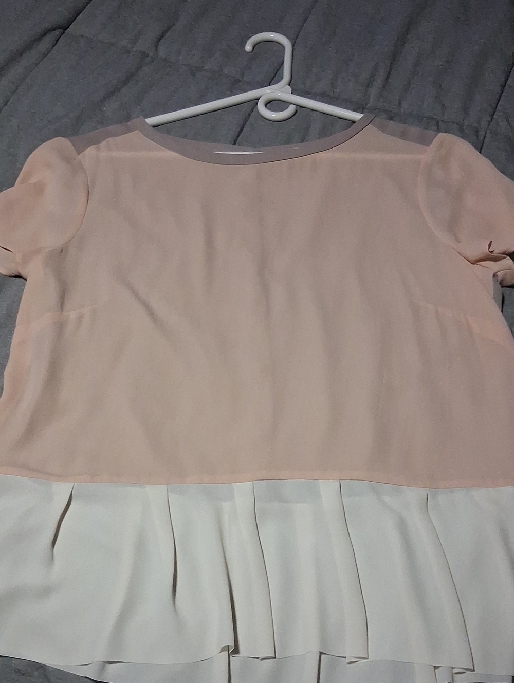 LOFT Blush Pink and White Short-Sleeve Tunic